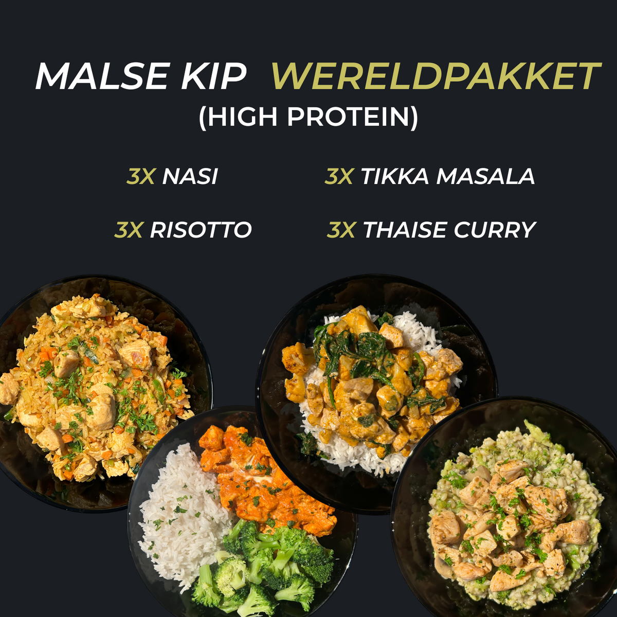 kant-&amp;-klaar maaltijden Malse Kip Wereld Variatie Pakket 12 dagen (HIGH PROTEIN)